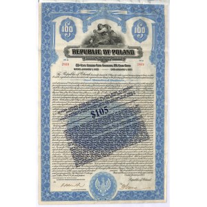 8% pożyczka dolarowa amortyzacyjna 1925, obligacja $105 - RZADKOŚĆ