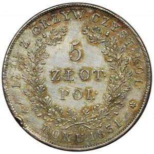 November Uprising, 5 zloty Warsaw 1831 KG