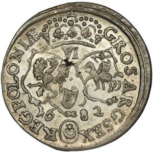 Jan III Sobieski, Szóstak Bydgoszcz 1682 TLB - herb Leliwa, kokardy