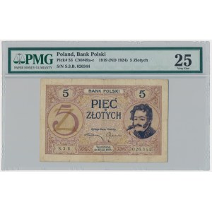 5 złotych 1919 - S.3.B - PMG 25 - RZADKA
