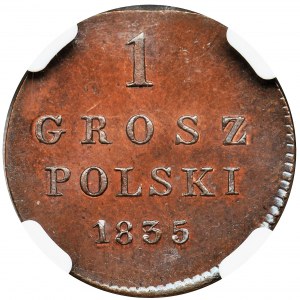 1 Grosz Polski Warszawa 1835 IP - NGC MS65 BN - ZJAWISKOWY