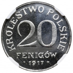 Polish Kingdom, 20 pfennig 1917 - PROOF - NGC PF65 CAMEO - BEAUTYFUL