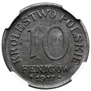 Królestwo Polskie, 10 fenigów 1917 - NGC MS63