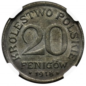 Polish Kingdom, 20 pfennig 1918 - NGC MS64