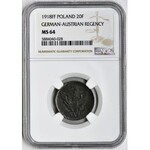 Polish Kingdom, 20 pfennig 1918 - NGC MS64