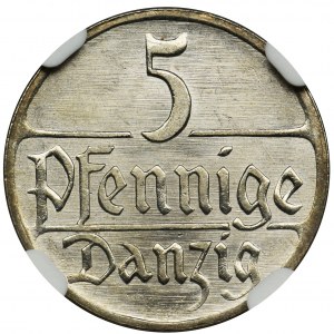 Free City of Danzig, 5 pfennig 1923 - NGC MS66+