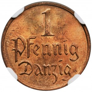 Free City of Danzig, 1 pfennig 1930 - NGC MS64 RD - RARE