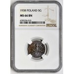 5 groszy 1938 - NGC MS66 BN