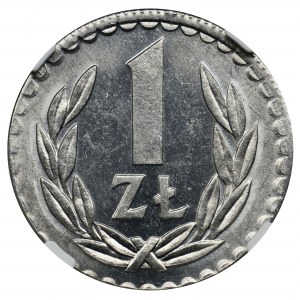 DESTRUKT, 1 złoty 1984 na krążku 50 groszy - NGC MS64