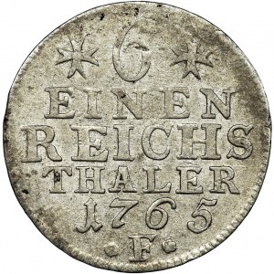 Niemcy, Królestwo Prus, Fryderyk II, 1/6 Talara Magdeburg 1765 F - RZADKIE