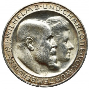 Germany, Wirtemberg, William II, 3 mark Stuttgart 1911 F