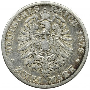 Niemcy, Bawaria, Ludwik II, 2 marki Monachium 1876 D