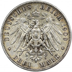 Niemcy, Saksonia, Fryderyk August III, 3 marki Muldenhütten 1909 E