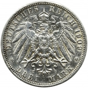 Niemcy, Anhalt-Dessau, Fryderyk II, 3 marki Berlin 1909 A