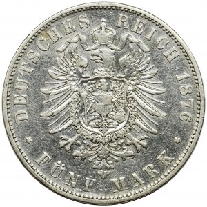 Germany, Hessen, Darmstadt, Ludwig III, 5 mark Darmstadt 1876 H - RARE