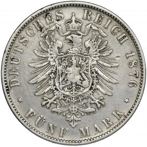Germany, Saxony, Albert, 5 mark Dresden 1876 E