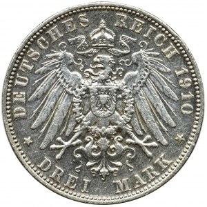 Niemcy, Bawaria, Otto, 3 marki Monachium 1910 D