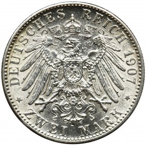 Niemcy, Badenia, Fryderyk I, 2 marki pośmiertne Karlsruhe 1907