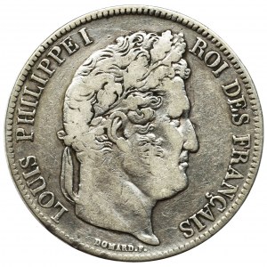 France, Louis Phillip I, 5 francs Rouen 1837 B