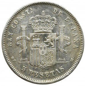 Spain, Alfonso XIII, 5 pesetas Madrid 1889 MP-M