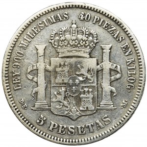 Hiszpania, Alfons XII, 5 peset Madryt 1875 DE-M
