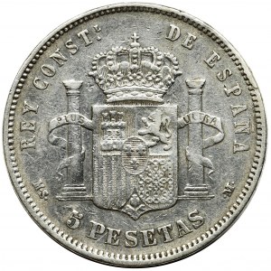 Spain, Alfonso XII, 5 pesetas Madrid 1884 MS-M