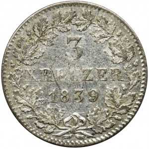 Niemcy, Bawaria, Maksymilian II, 3 Krajcary Monachium 1839