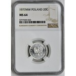 20 groszy 1977 - NGC MS64 - JAK LUSTRZANKA