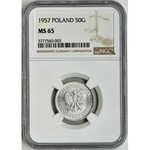 50 groszy 1957 - NGC MS65 - SKRĘTKA