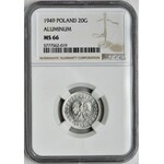 20 groszy 1949 Aluminium - NGC MS66