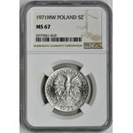 5 złotych 1971 Rybak - NGC MS67 - RZADSZY ROCZNIK