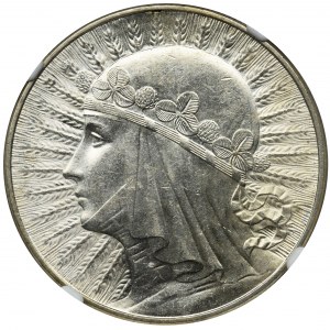 Głowa Kobiety, 10 złotych Warszawa 1932 - NGC MS62+