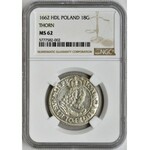 John II Casimir, 1/4 Thaler Thorn 1662 HDL - NGC MS62