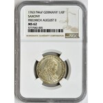 Augustus III of Poland, 1/6 Thaler Dresden 1763 FWôF - NGC MS62