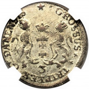 August III Sas, Trojak Gdańsk 1758 - NGC MS62