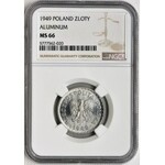 1 złoty 1949 Aluminium - NGC MS66