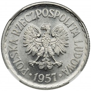 1 złoty 1957 - NGC MS66 - NAJRZADSZY ROCZNIK