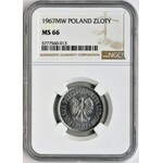 1 złoty 1967 - NGC MS66 - RZADKA I PIĘKNA