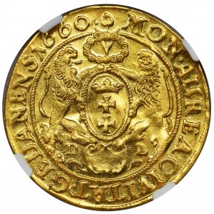 Jan II Kazimierz, Dukat Gdańsk 1660 DL - NGC MS62 - RZADKIE POPIERSIE