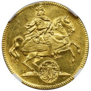 August II the Strong, Ducat Dresden 1711 - NGC MS63