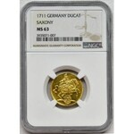 August II the Strong, Ducat Dresden 1711 - NGC MS63