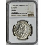 Augustus III of Poland, 2/3 Thaler Dresden 1738 FWóF - NGC MS60