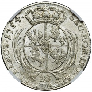 Augustus III of Poland, 1/4 Thaler Leipzig 1754 EC - NGC MS62