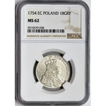 Augustus III of Poland, 1/4 Thaler Leipzig 1754 EC - NGC MS62