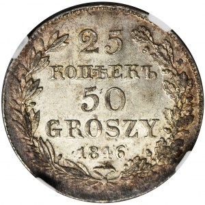 25 kopiejek = 50 groszy Warszawa 1846 MW - NGC MS62