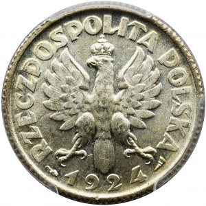 Kobieta i kłosy, 1 złoty 1924 - PCGS MS62