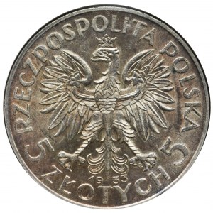 Głowa Kobiety, 5 złotych Warszawa 1933 - NGC MS62