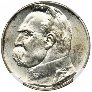 Piłsudski, 5 złotych 1938 - NGC MS63