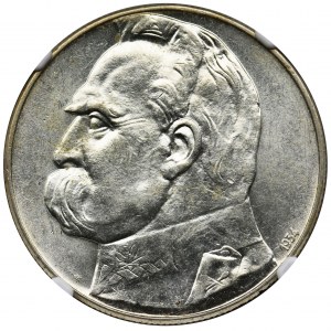Piłsudski, 10 złotych 1934 Strzelecki - NGC AU58