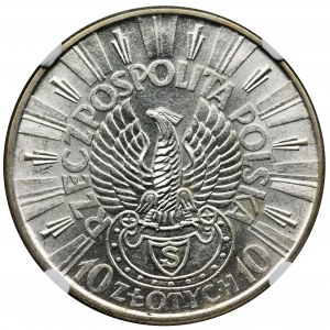 Piłsudski, 10 złotych 1934 Strzelecki - NGC AU58